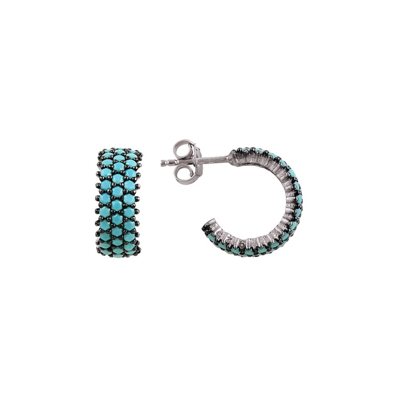 Turquoise%20CZ%203%20Row%20Eternity%20Hoop%20Earrings