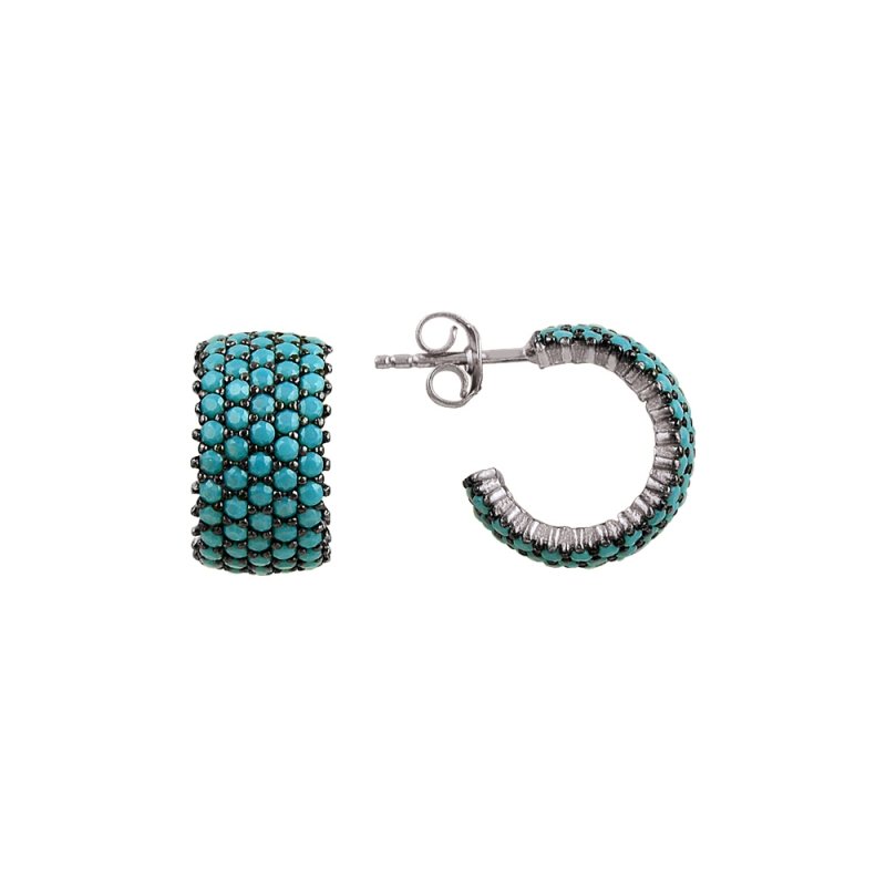 Turquoise%20CZ%205%20Row%20Eternity%20Hoop%20Earrings