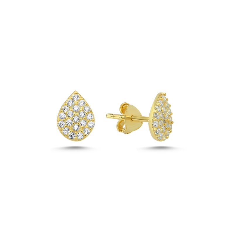 Drop%20CZ%20Stud%20Earrings-Gold%20Plated