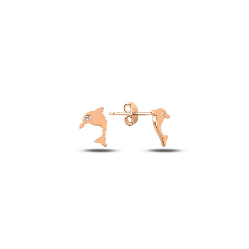 CZ%20Dolphin%20Stud%20Earrings%20Rose%20Gold%20Plated