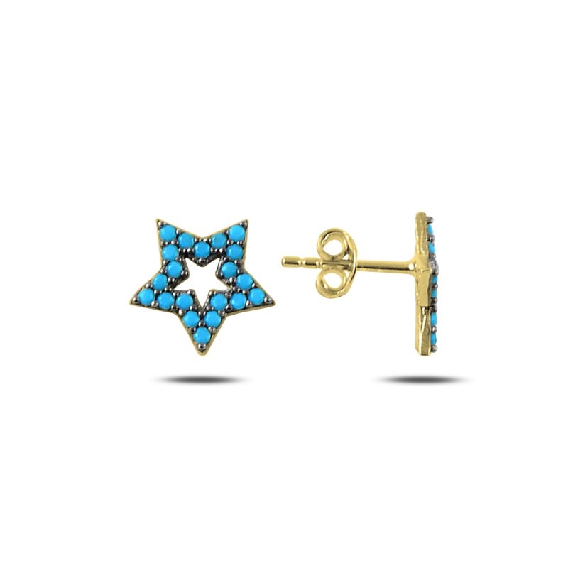 Star%20Nano%20Turquoise%20Stud%20Earrings%20Gold%20Plated