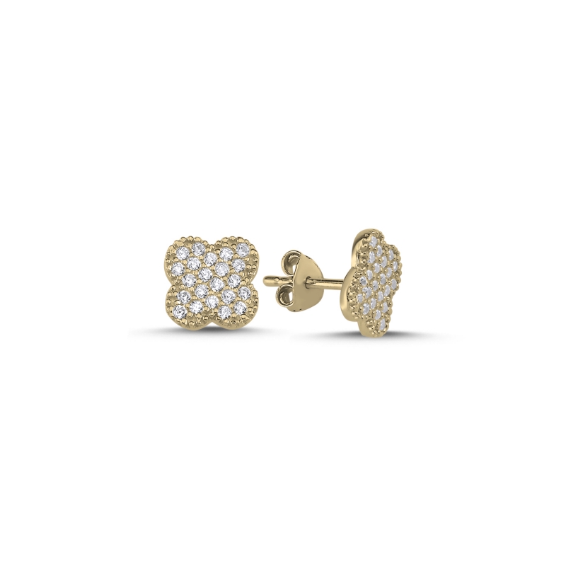 Quatrefoil%20CZ%20Stud%20Earrings%20Gold%20Plated