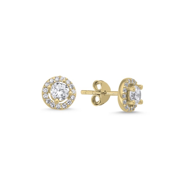 CZ%20Halo%20Solitaire%20Stud%20Earrings%20Gold%20Plated