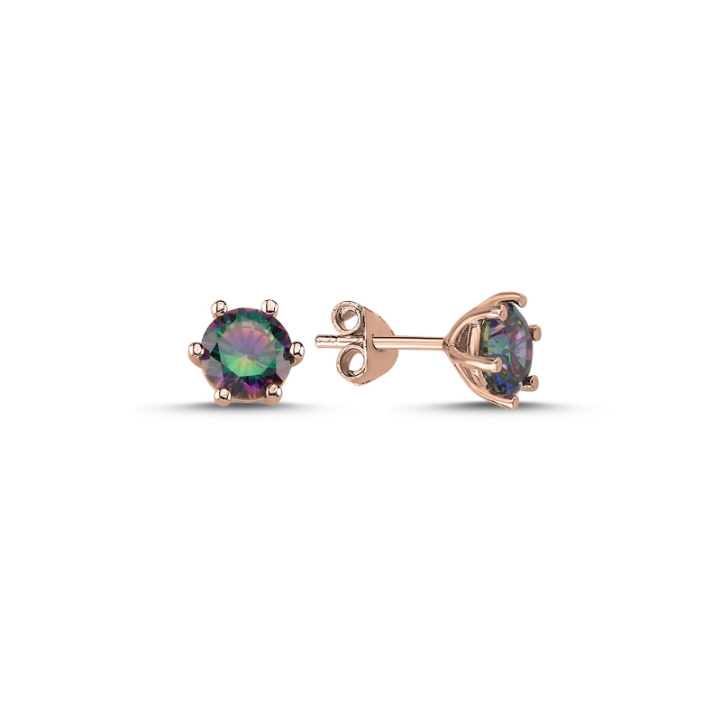 Solitaire%206mm%20Mystic%20Topaz%20CZ%20Stud%20Earrings%20Rose%20Gold%20Plated