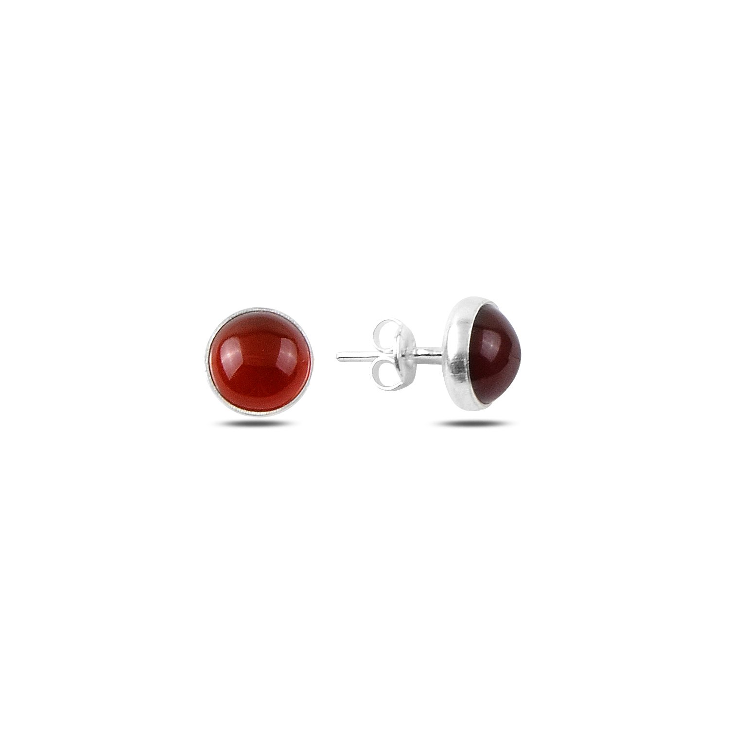 Round%20Red%20Agate%20Solitaire%20Stud%20Earrings