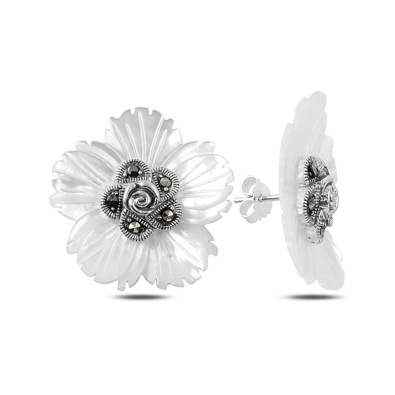 Mother%20of%20Pearl%20&%20Marcasite%20Flower%20Stud%20Earrings