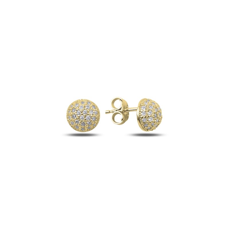 CZ%207mm%20Half%20Ball%20Stud%20Earrings%20Gold%20Plated