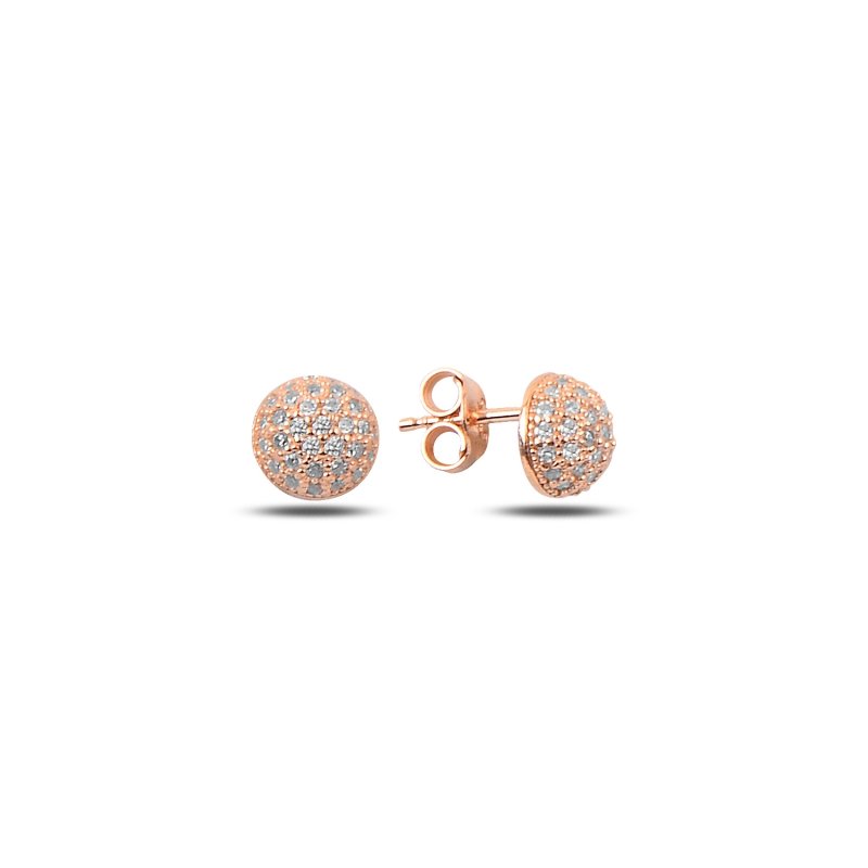 CZ%207mm%20Half%20Ball%20Stud%20Earrings%20Rose%20Gold%20Plated