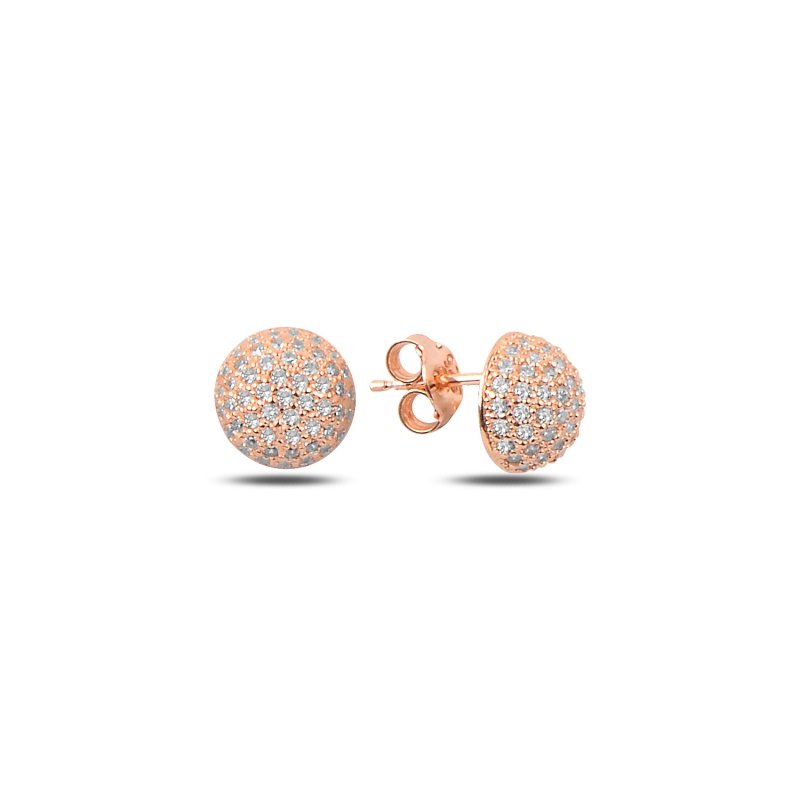 CZ%209mm%20Half%20Ball%20Stud%20Earrings%20Rose%20Gold%20Plated