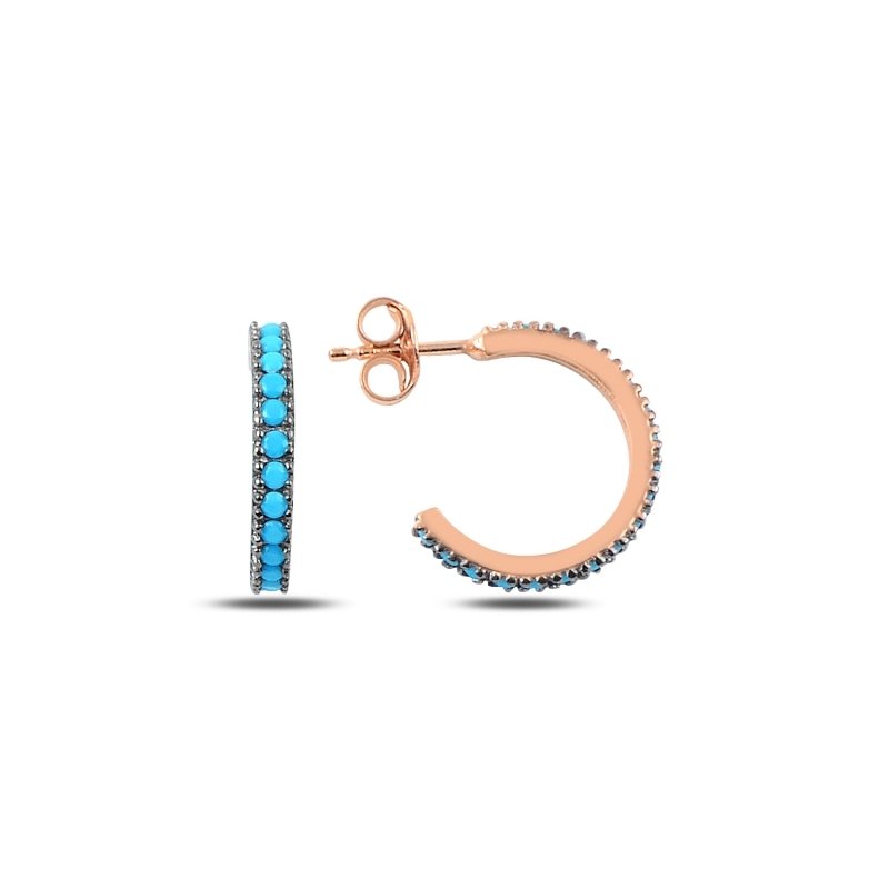 15mm%20Turquoise%20CZ%20Single%20Row%20Eternity%20Hoop%20Earrings%20Rose%20Gold%20Plated