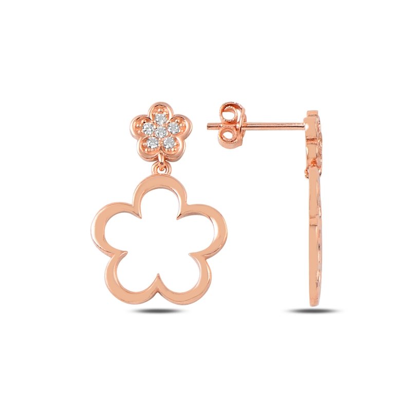 CZ%20Daisies%20Drop%20Earrings%20Rose%20Gold%20Plated