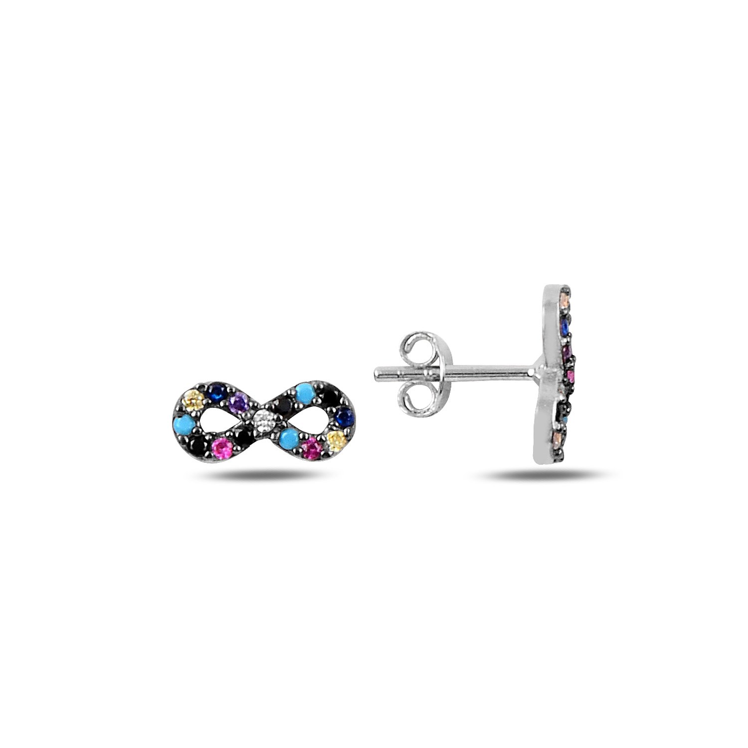 Infinity%20Mix%20CZ%20Stud%20Earrings-Rodyum%20kaplama