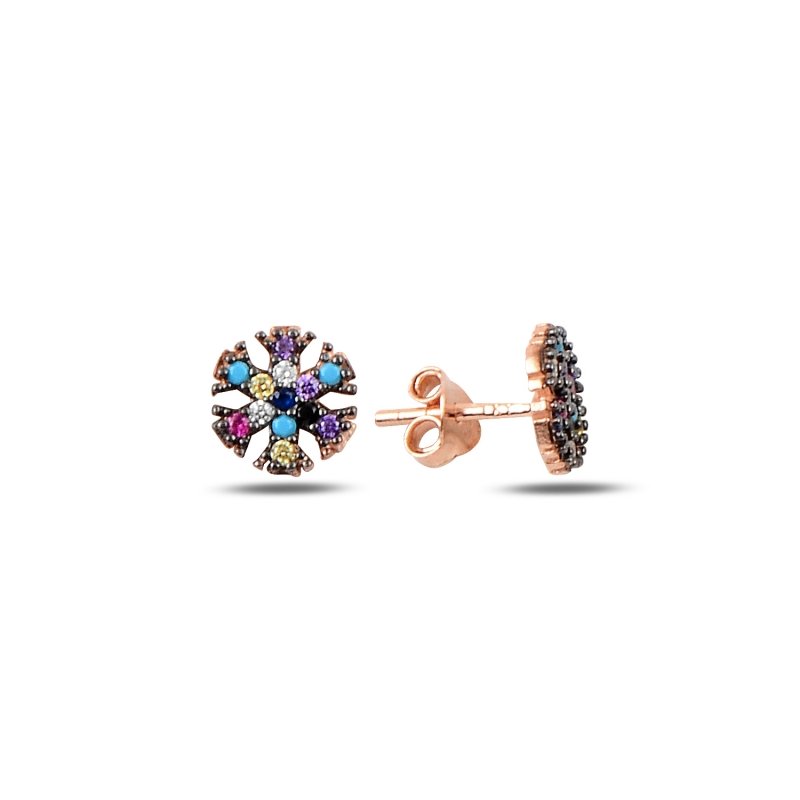 Snowflake%20Mix%20CZ%20Stud%20Earrings%20Rose%20Gold%20Plated