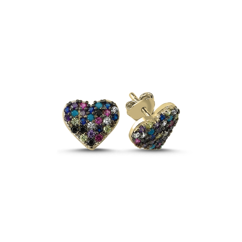 Heart%20Mix%20CZ%20Stud%20Earrings%20Gold%20Plated