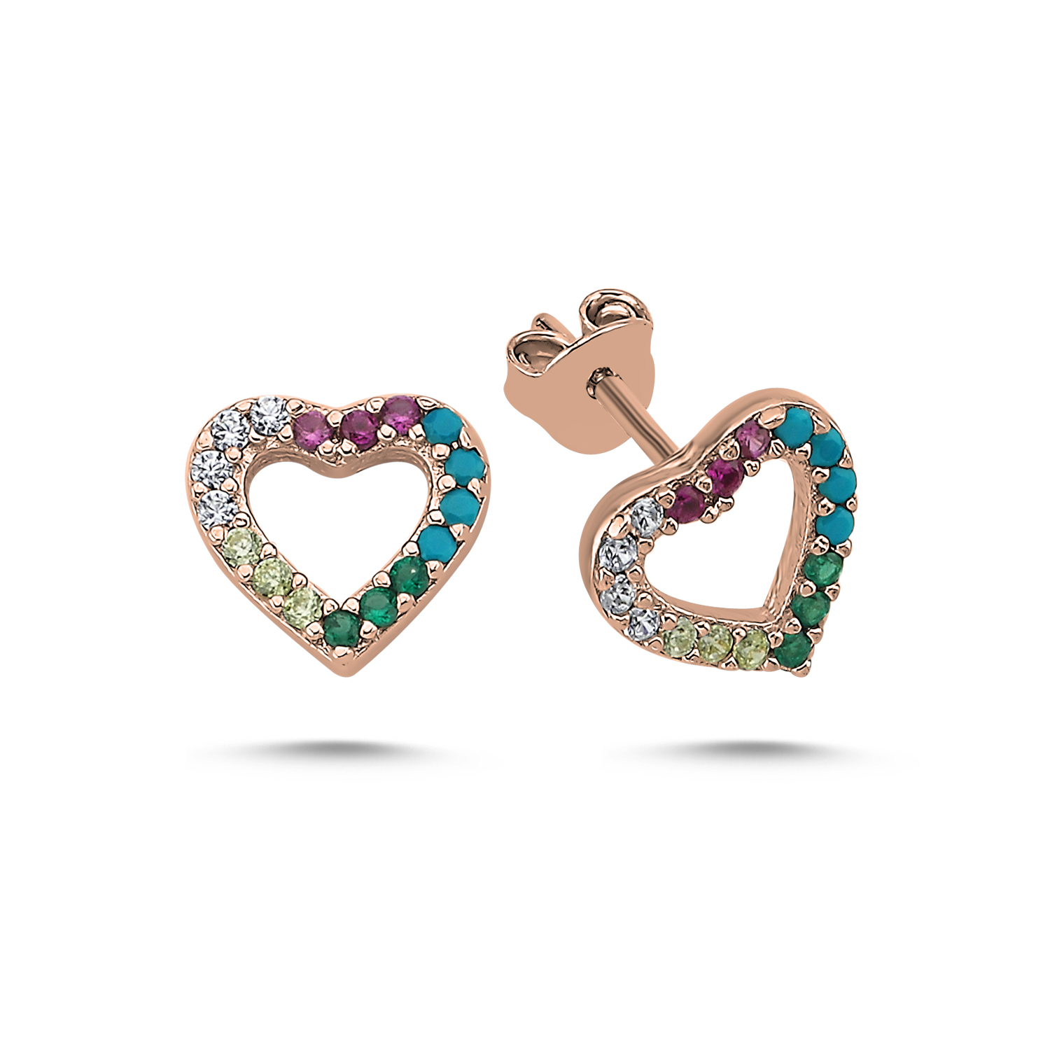 Heart%20Mix%20CZ%20Stud%20Earrings-Rose%20kaplama