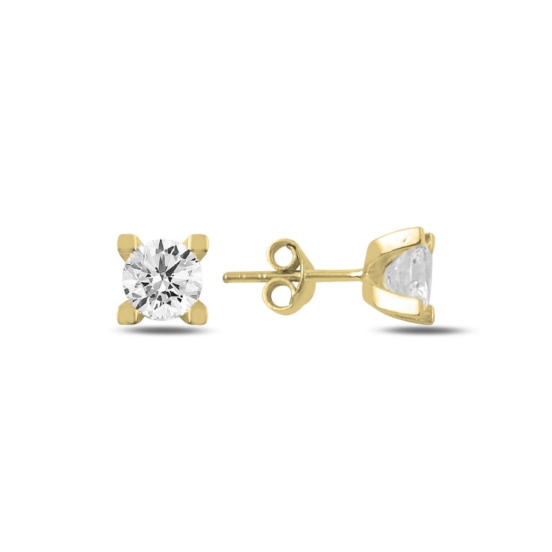 CZ%20Solitaire%20Stud%20Earrings%20Gold%20Plated