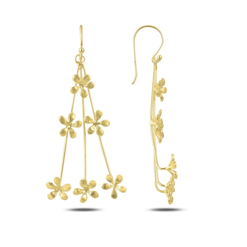 Dangle%20Brushed%20Flower%20Earrings%20Gold%20Plated