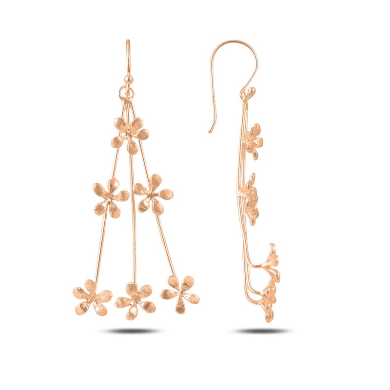 Dangle%20Brushed%20Flower%20Earrings%20Rose%20Gold%20Plated