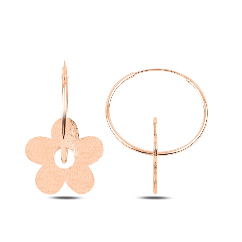 25mm%20Plain%20Hoop%20Earrings%20with%20Movable%20Daisy%20Rose%20Gold%20Plated