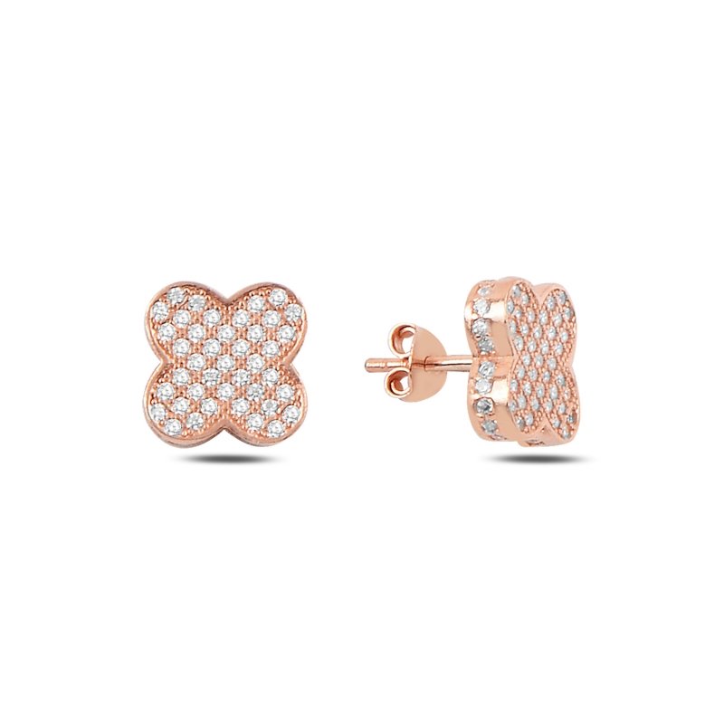 3D%20Quatrefoil%20CZ%20Stud%20Earrings%20Rose%20Gold%20Plated