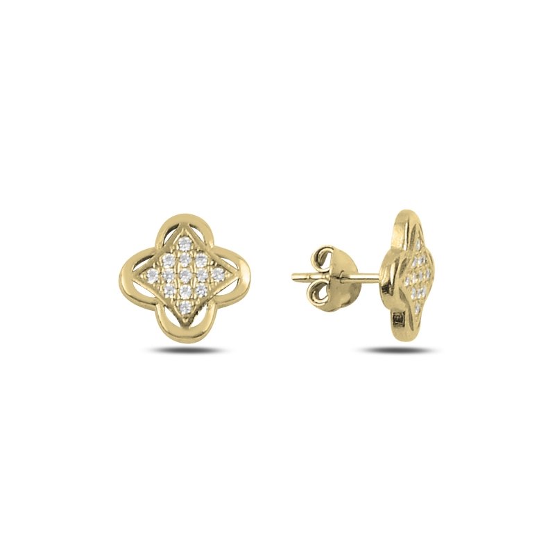 Quatrefoil%20CZ%20Stud%20Earrings%20Gold%20Plated