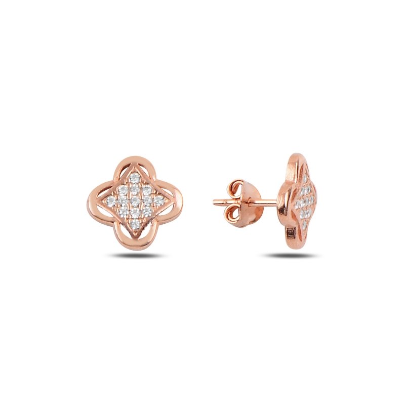 Quatrefoil%20CZ%20Stud%20Earrings%20Rose%20Gold%20Plated