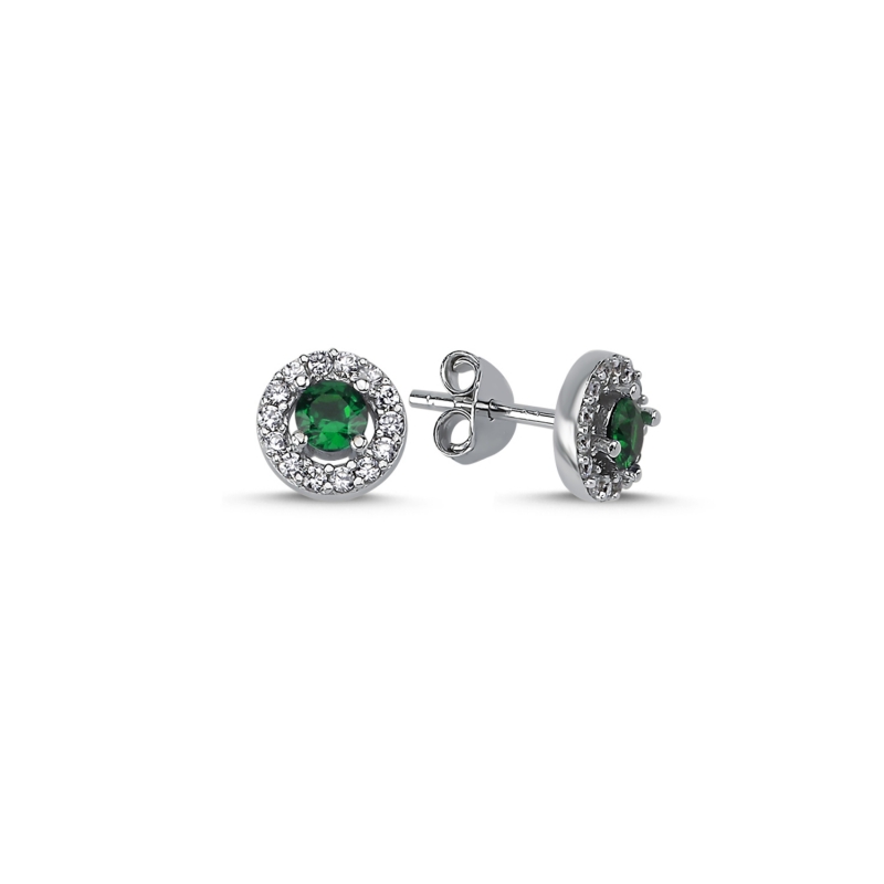 Halo%20Solitaire%20Round%20Colored%20CZ%20Stud%20Earrings