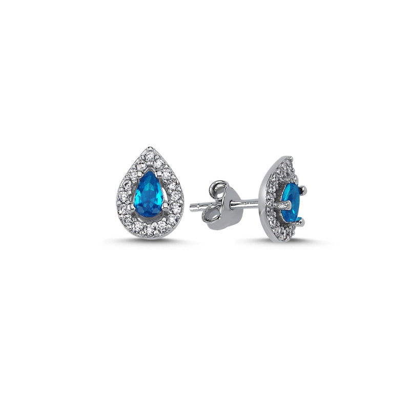 Halo%20Solitaire%20Teardrop%20Colored%20CZ%20Stud%20Earrings