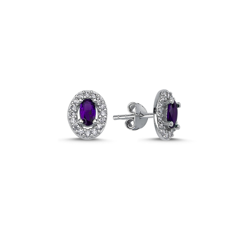 Halo%20Solitaire%20Oval%20Colored%20CZ%20Stud%20Earrings