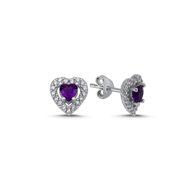 Halo%20Solitaire%20Heart%20Colored%20CZ%20Stud%20Earrings