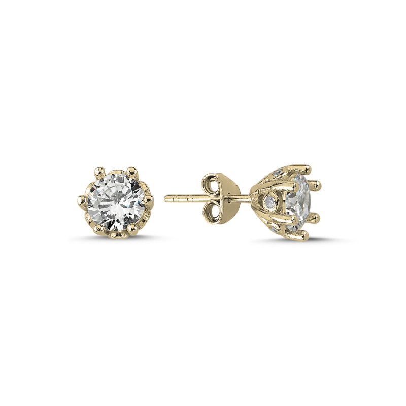 CZ%20Solitaire%20Stud%20Earrings%20Gold%20Plated