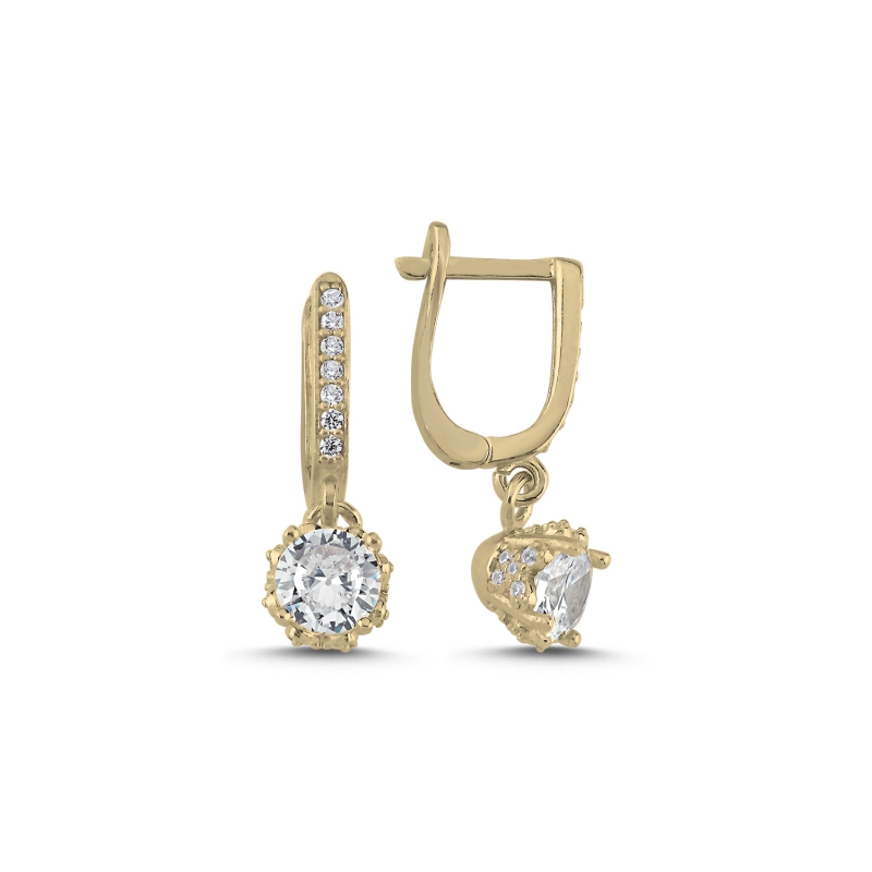 CZ%20Dangle%20Solitaire%20J%20Shaped%20Earrings%20Gold%20Plated