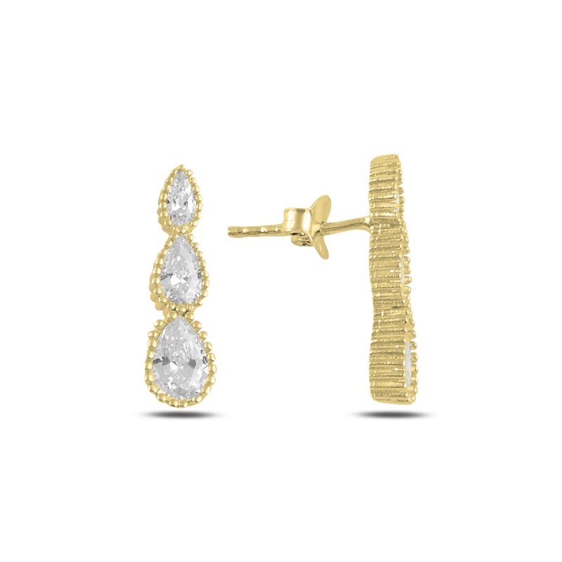 Trickle%20Teardrop%20CZ%20Stud%20Earrings%20Gold%20Plated