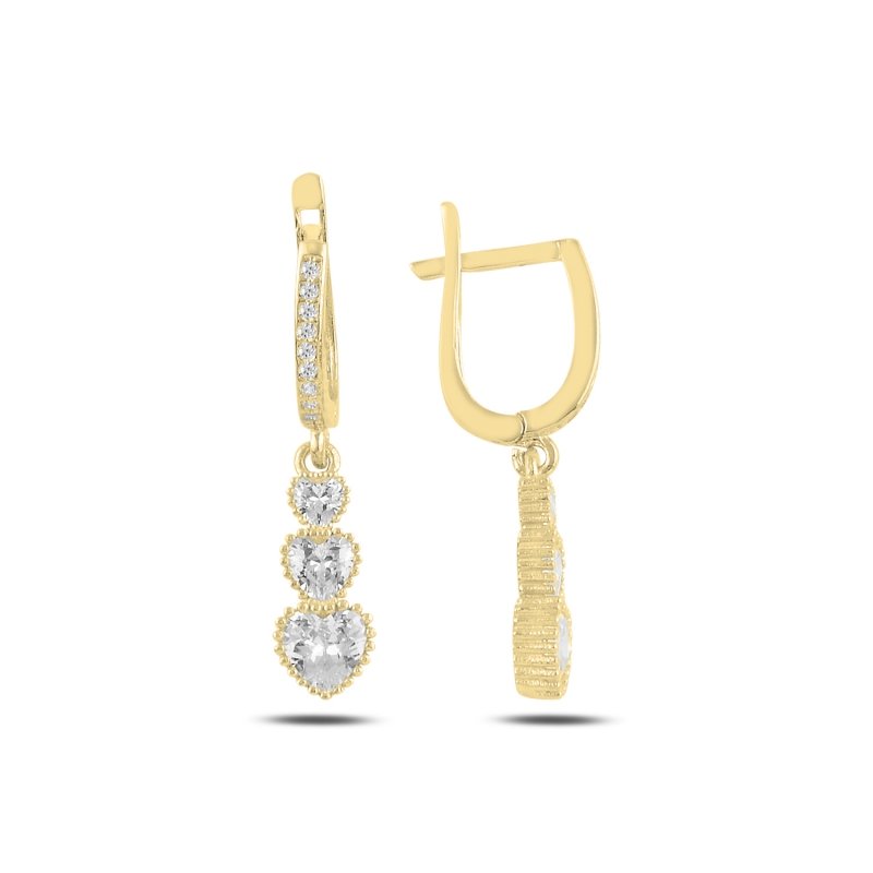 Trickle%20Heart%20CZ%20Dangle%20Latch%20Back%20Earrings%20Altın%20Kaplama