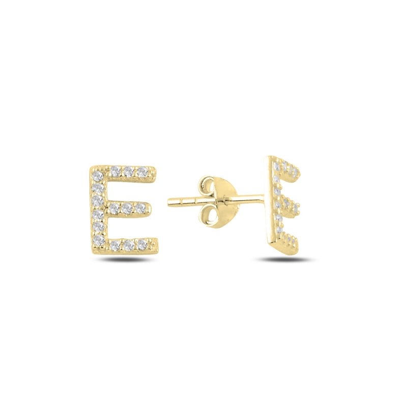 -E-%20Initial%20Stud%20Earrings-Altın%20kaplama