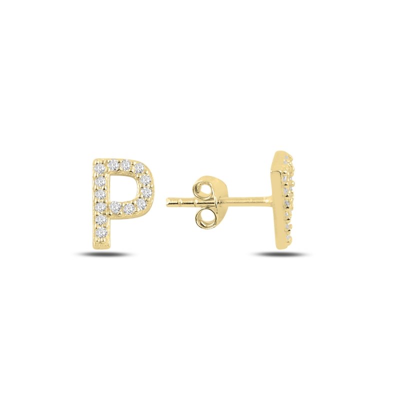 -P-%20Initial%20Stud%20Earrings-Altın%20kaplama