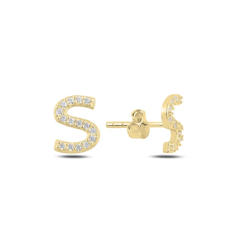 -S-%20Initial%20Stud%20Earrings-Altın%20kaplama