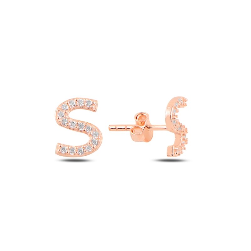 -S-%20Initial%20Stud%20Earrings-Rose%20kaplama