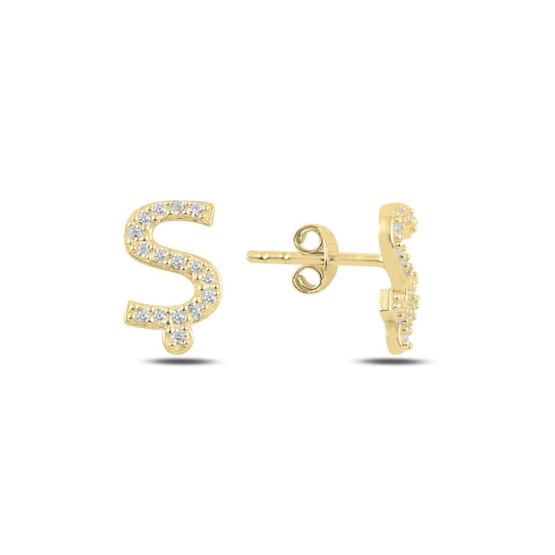 -Ş-%20Initial%20Stud%20Earrings-Altın%20kaplama