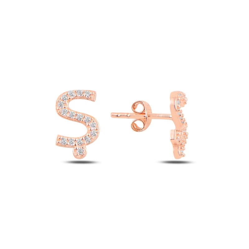 -Ş-%20Initial%20Stud%20Earrings-Rose%20kaplama