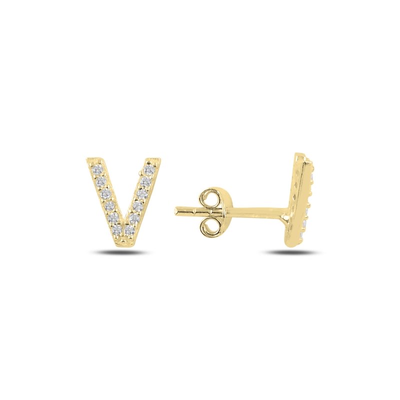 -V-%20Initial%20Stud%20Earrings-Altın%20kaplama