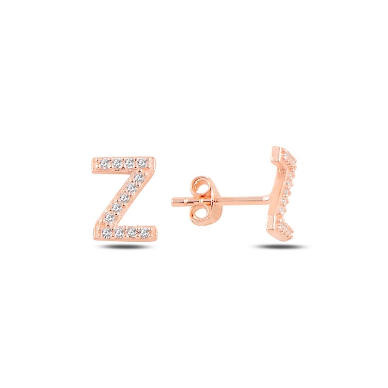 -Z-%20Initial%20Stud%20Earrings-Rose%20kaplama