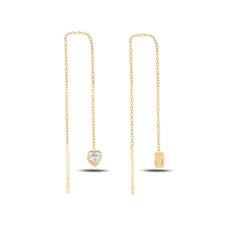 Heart%20CZ%20Threader%20Earrings-Altın%20kaplama