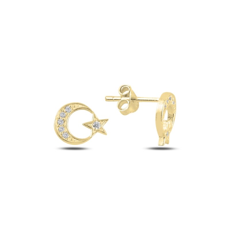 Star%20and%20Crescent%20CZ%20Stud%20Earrings-Altın%20kaplama