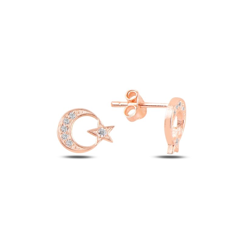 Star%20and%20Crescent%20CZ%20Stud%20Earrings-Rose%20kaplama