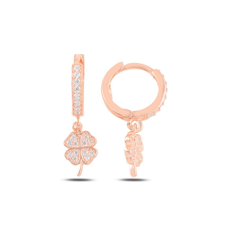 Clover%20CZ%20Dangle%20Huggie%20Hoop%20Earrings%20Rose%20Gold%20Plated