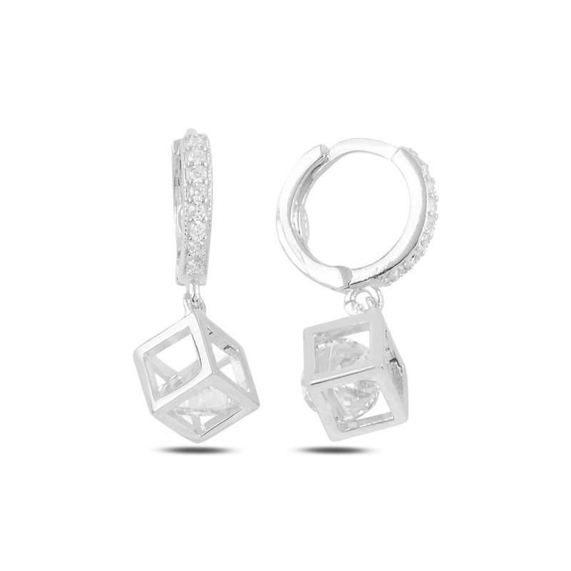 Dangle%20Cube%20with%20Moving%20CZ%20Huggie%20Hoop%20Earrings