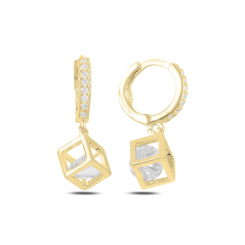 Dangle%20Cube%20with%20Moving%20CZ%20Huggie%20Hoop%20Earrings%20Gold%20Plated