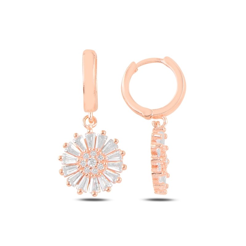 Baguette%20CZ%20Dangle%20Huggie%20Hoop%20Earrings%20Rose%20Gold%20Plated