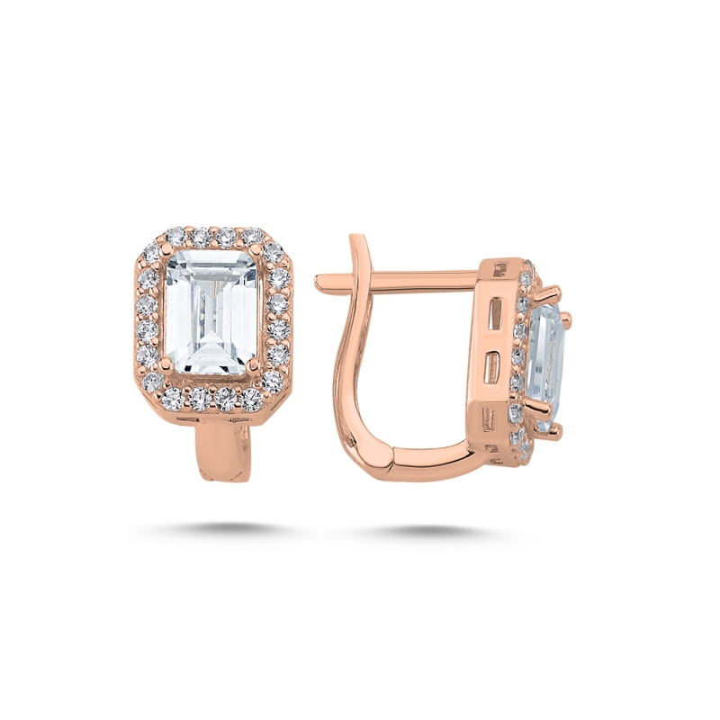 Baguette%20CZ%20Latch%20Back%20Earrings%20Rose%20Gold%20Plated